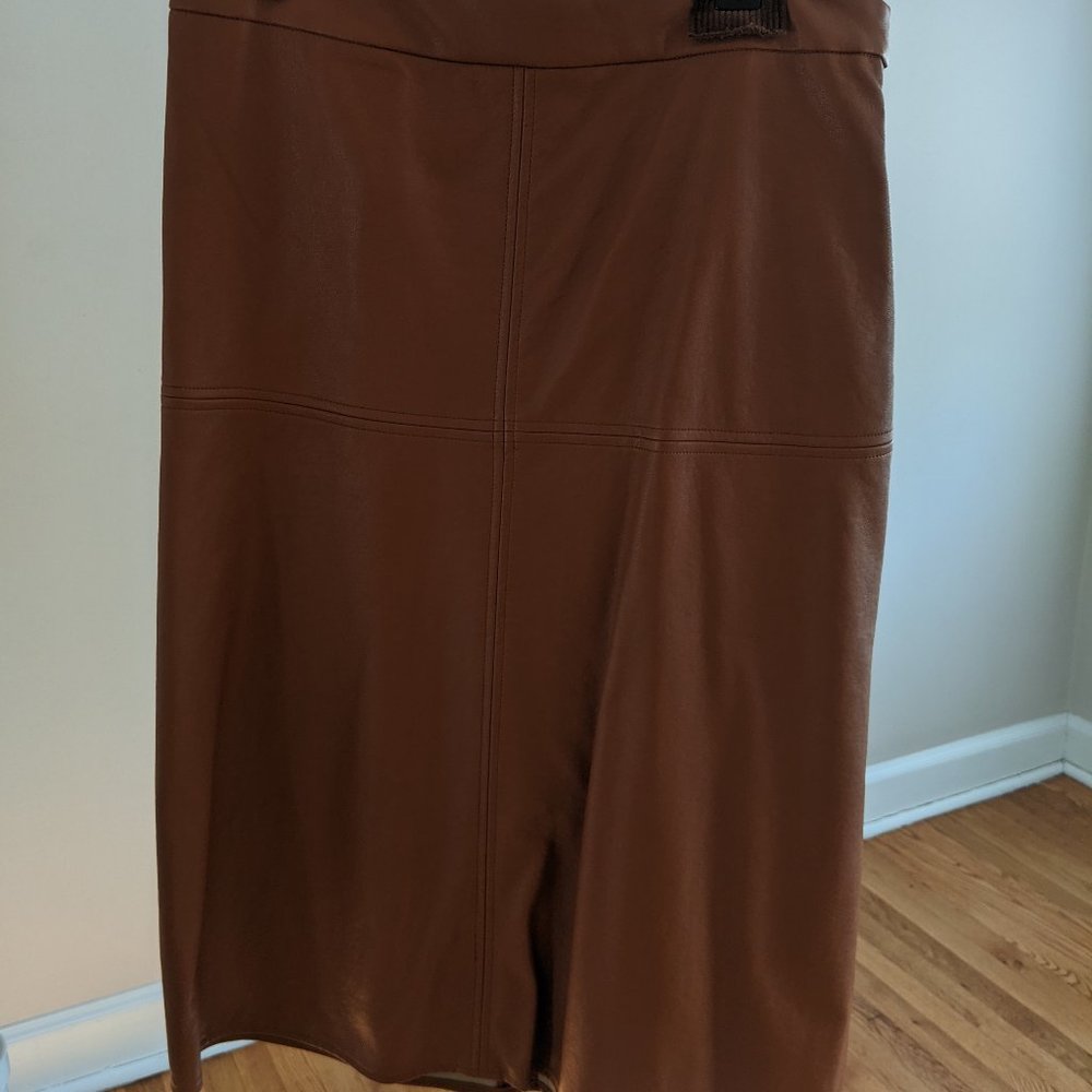 Faux Leather Long Skirt